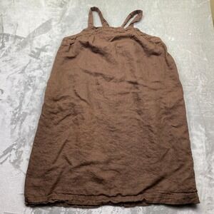 Ichi Antiquités Brown Linen Blend Pinafore Dress Tunic Style Adjustable Straps